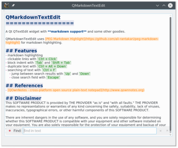 QMarkdownTextEdit screenshot