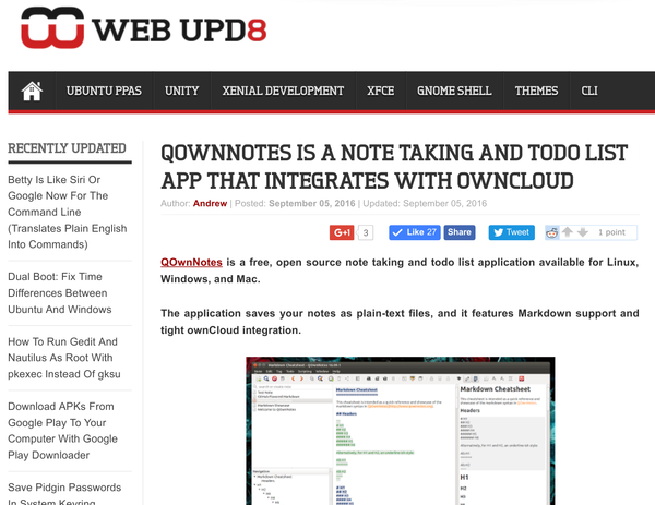 QOwnNotes on webupd8.org