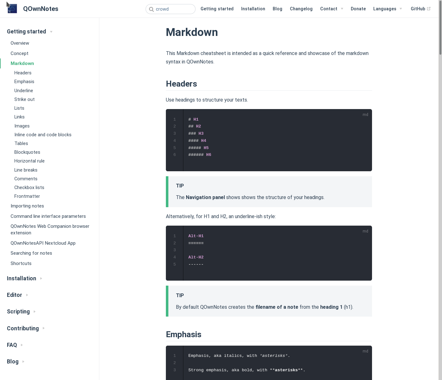 Markdown explanation QOwnNotes