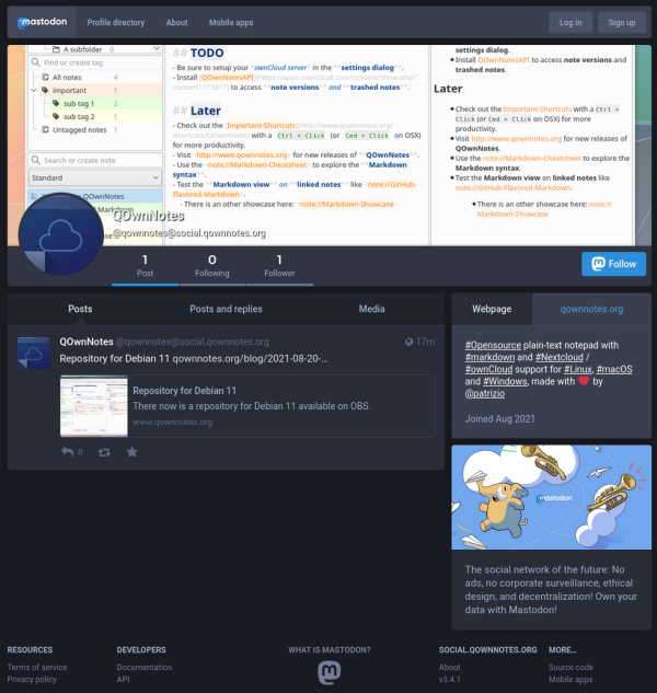 Mastodon screenshot