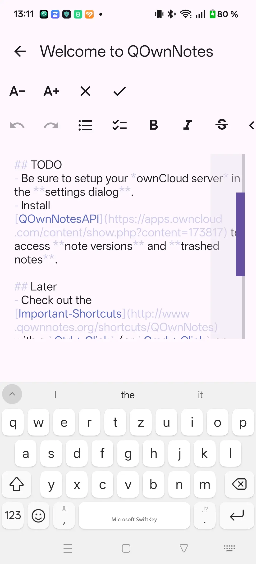 QOwnNotes Android note edit