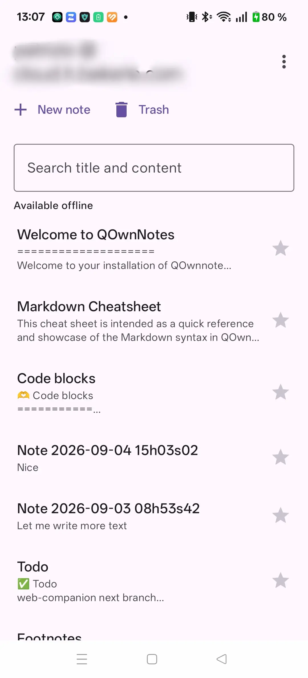 QOwnNotes Android note list